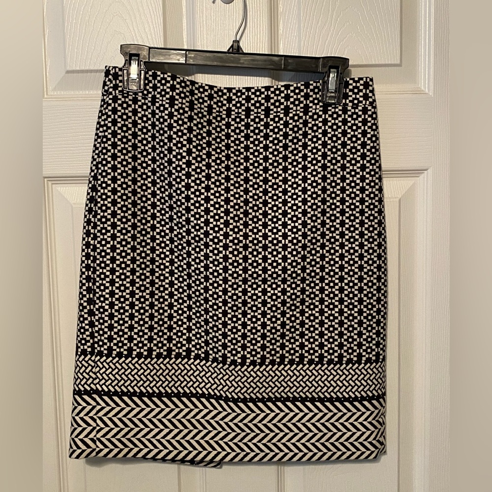 J.Crew Black and Cream Printed Skirt